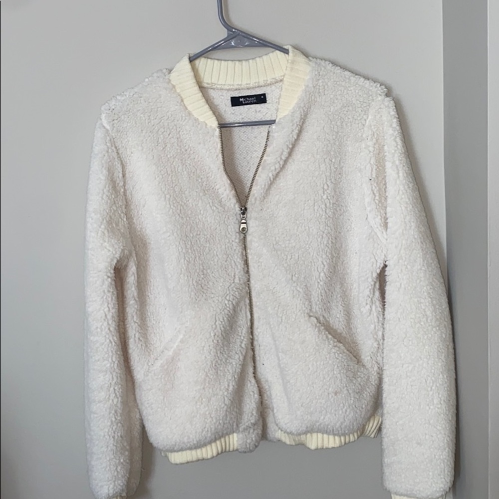 White fuzzy jacket